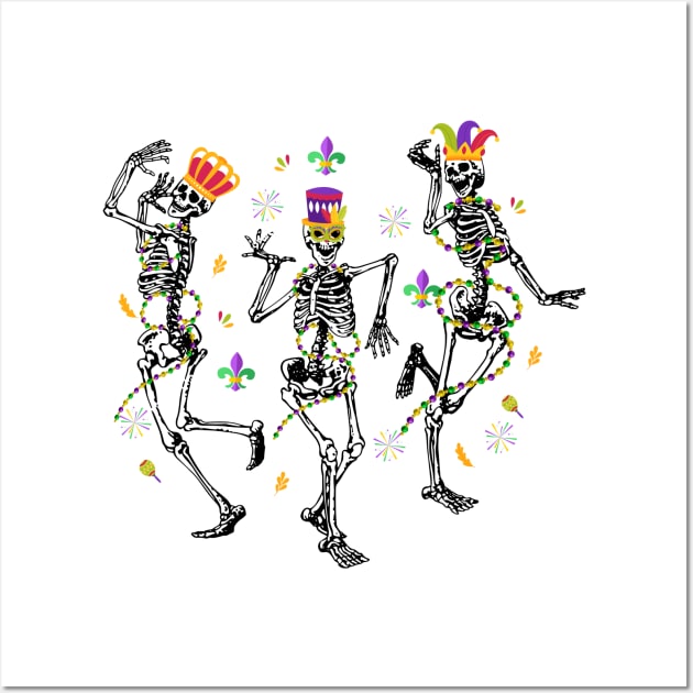 Mardi Gras Dancing Skeletons Wall Art by JanaeLarson